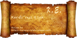 Kerényi Elek névjegykártya